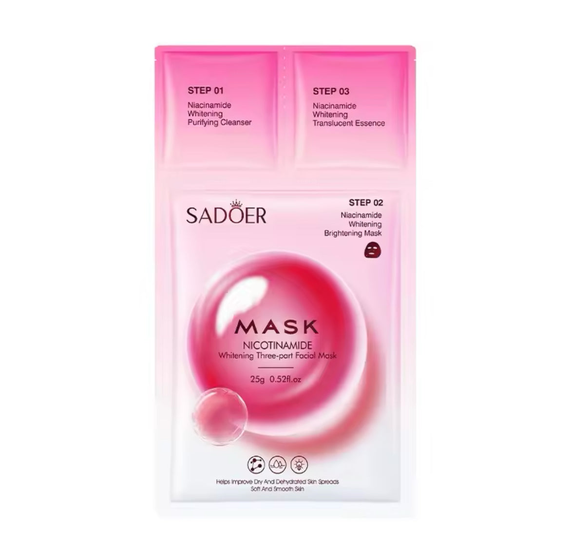 3 in 1 Whithening Cleanser Maske Serum